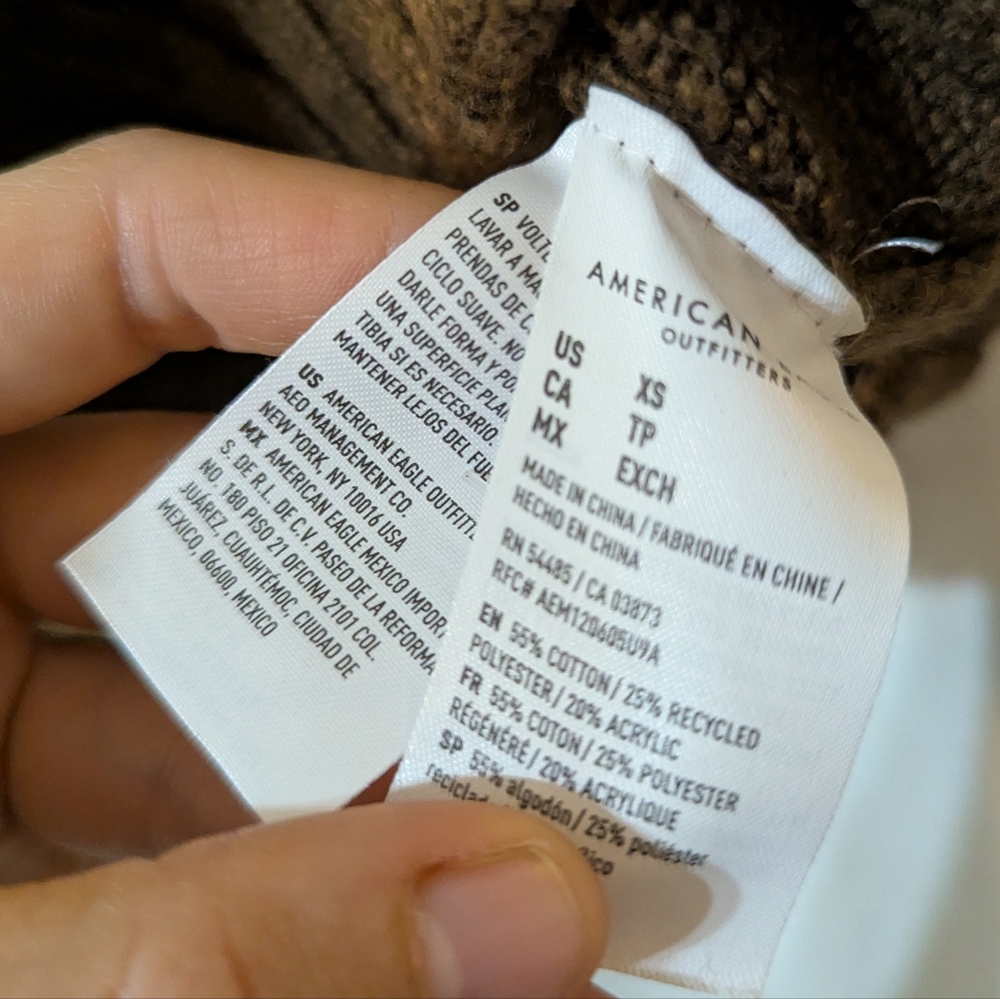 American Eagle Button Up Brown Cableknit Cardigan - image 4